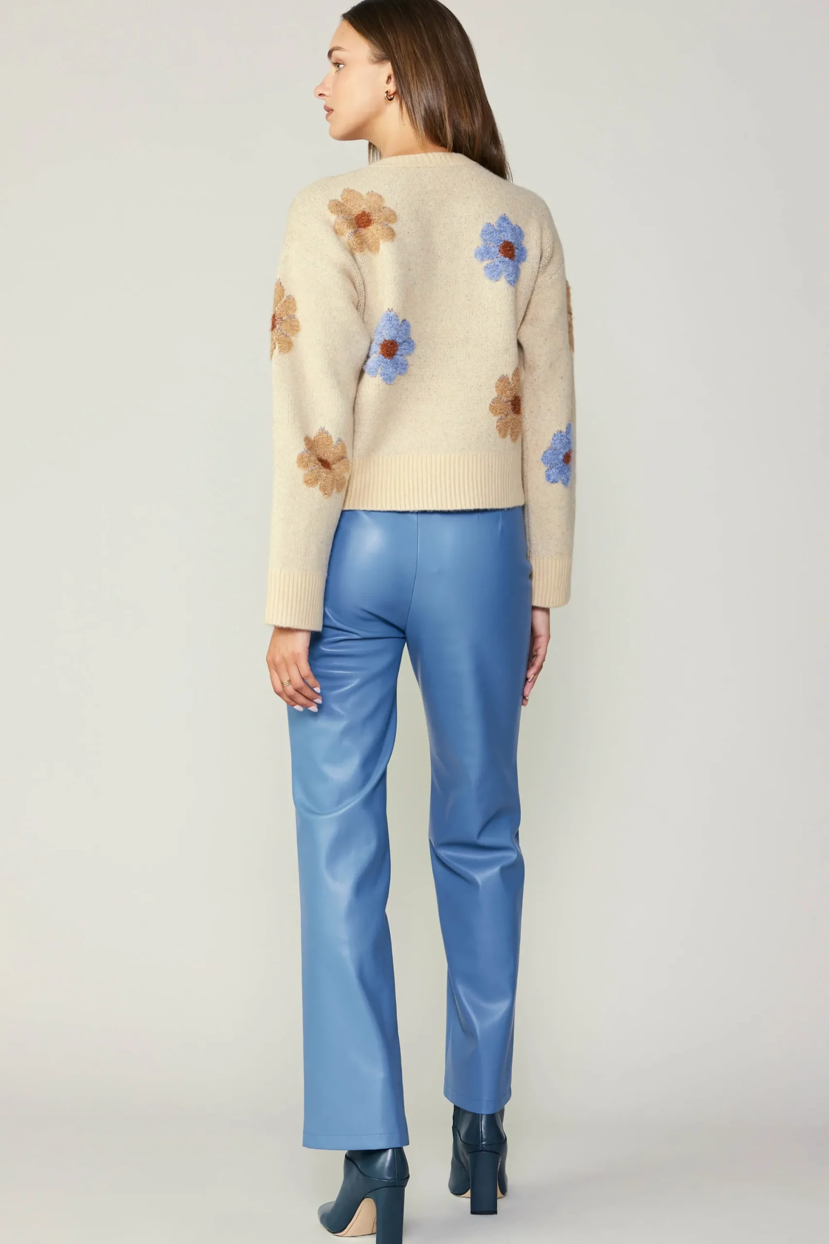 Current Air Knitwear | Sweaters-Daisy Embroidered Sweater CREAM