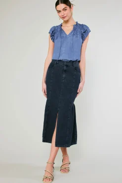 Current Air Skirts-Denim Midi Skirt INDIGO