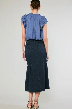 Current Air Skirts-Denim Midi Skirt INDIGO