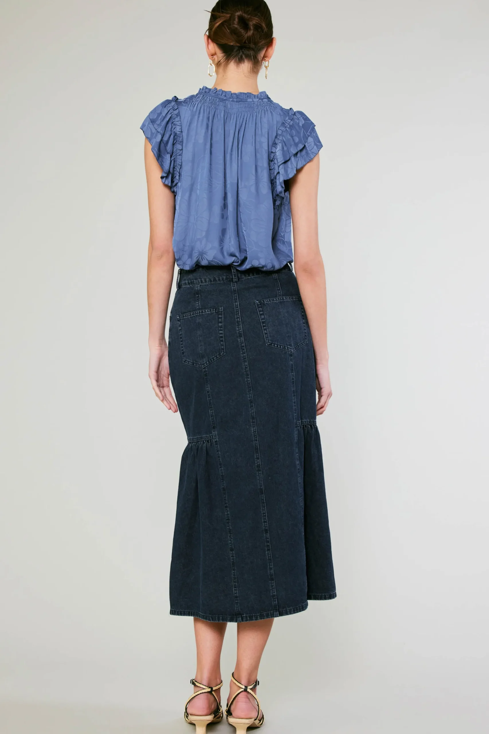Current Air Skirts-Denim Midi Skirt INDIGO