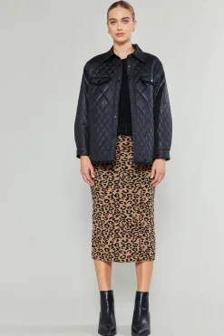 Current Air Coats & Jackets-Diamond Quilted Jacket BLACK