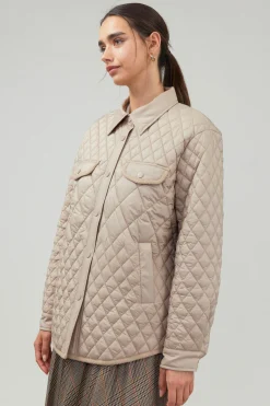 Current Air Coats & Jackets-Diamond Quilted Jacket TAUPE