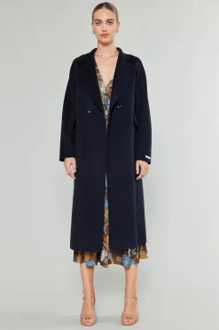 Current Air Coats & Jackets-Double Breasted Wool Coat DARKNAVY