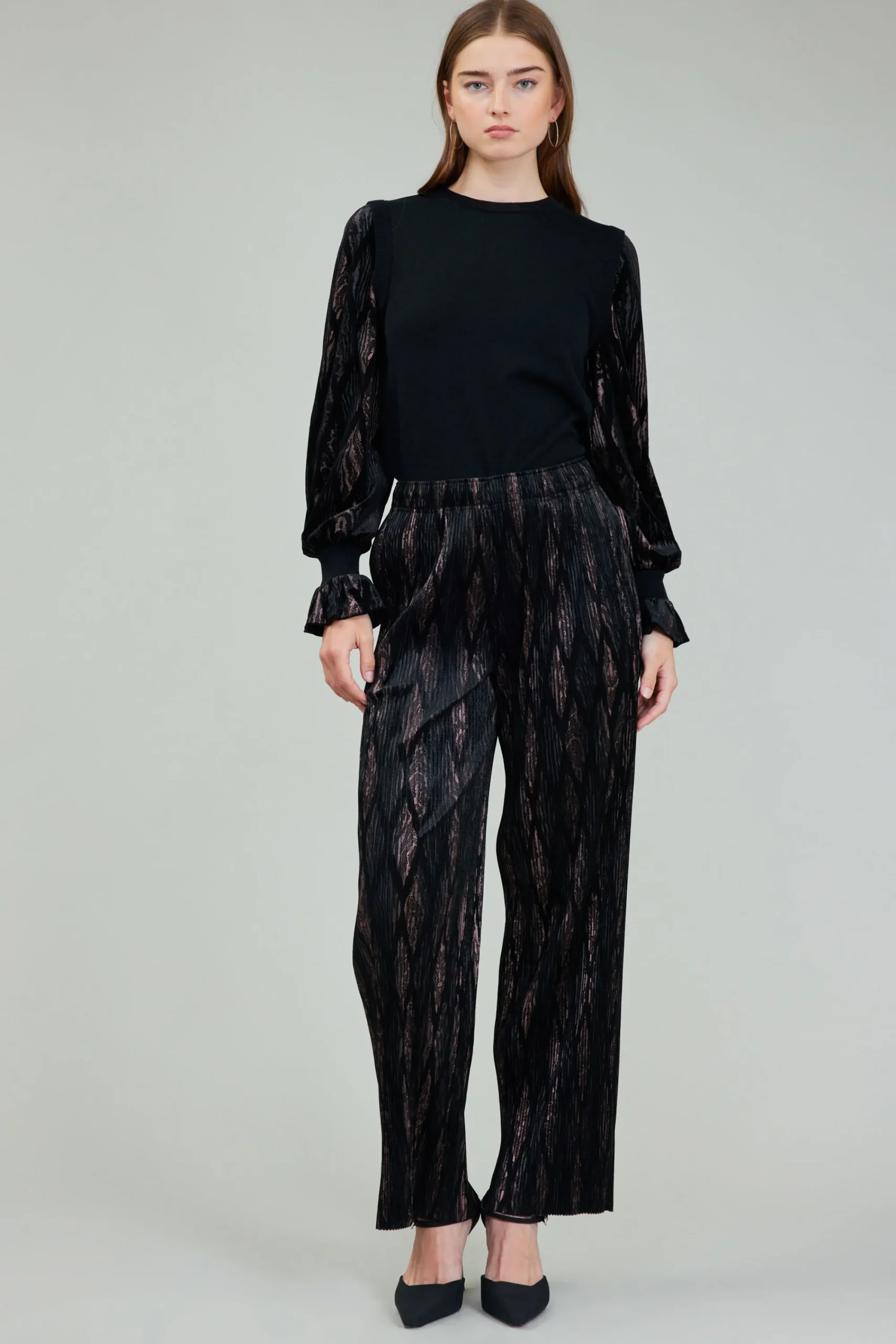 Current Air Pants-Elastic Waist Long Pants BLACKBRONZEMULTI