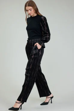 Current Air Pants-Elastic Waist Long Pants BLACKBRONZEMULTI