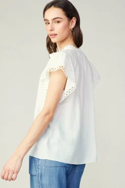 Current Air Sleeveless Tops-Eyelet Blouse WHITE