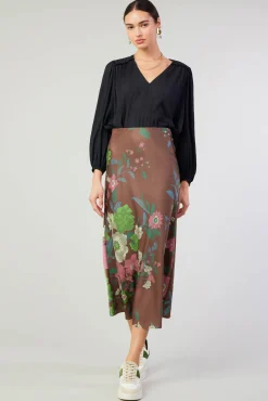 Current Air Skirts-Floral Bias Skirt MOCHAMLT