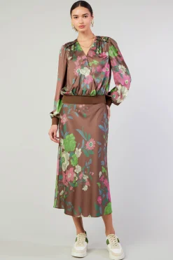 Current Air Skirts-Floral Bias Skirt MOCHAMLT