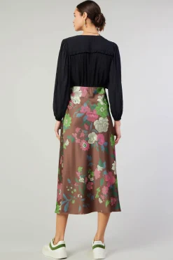 Current Air Skirts-Floral Bias Skirt MOCHAMLT