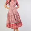 Current Air Midi Dresses-Floral Bohemian Midi Dress REDMLT