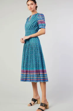 Current Air Midi Dresses-Floral Bohemian Midi Dress BLUEMLT