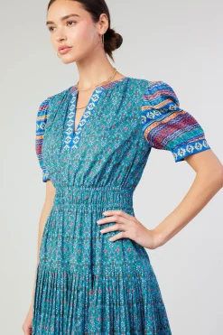 Current Air Midi Dresses-Floral Bohemian Midi Dress BLUEMLT