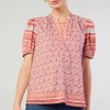Current Air Short Sleeve Tops-Floral Bohemian Top REDMLT