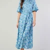 Current Air Midi Dresses-Floral Buttondown Shirt Dress BLUEMLT