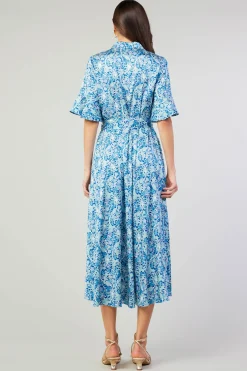 Current Air Midi Dresses-Floral Buttondown Shirt Dress BLUEMLT