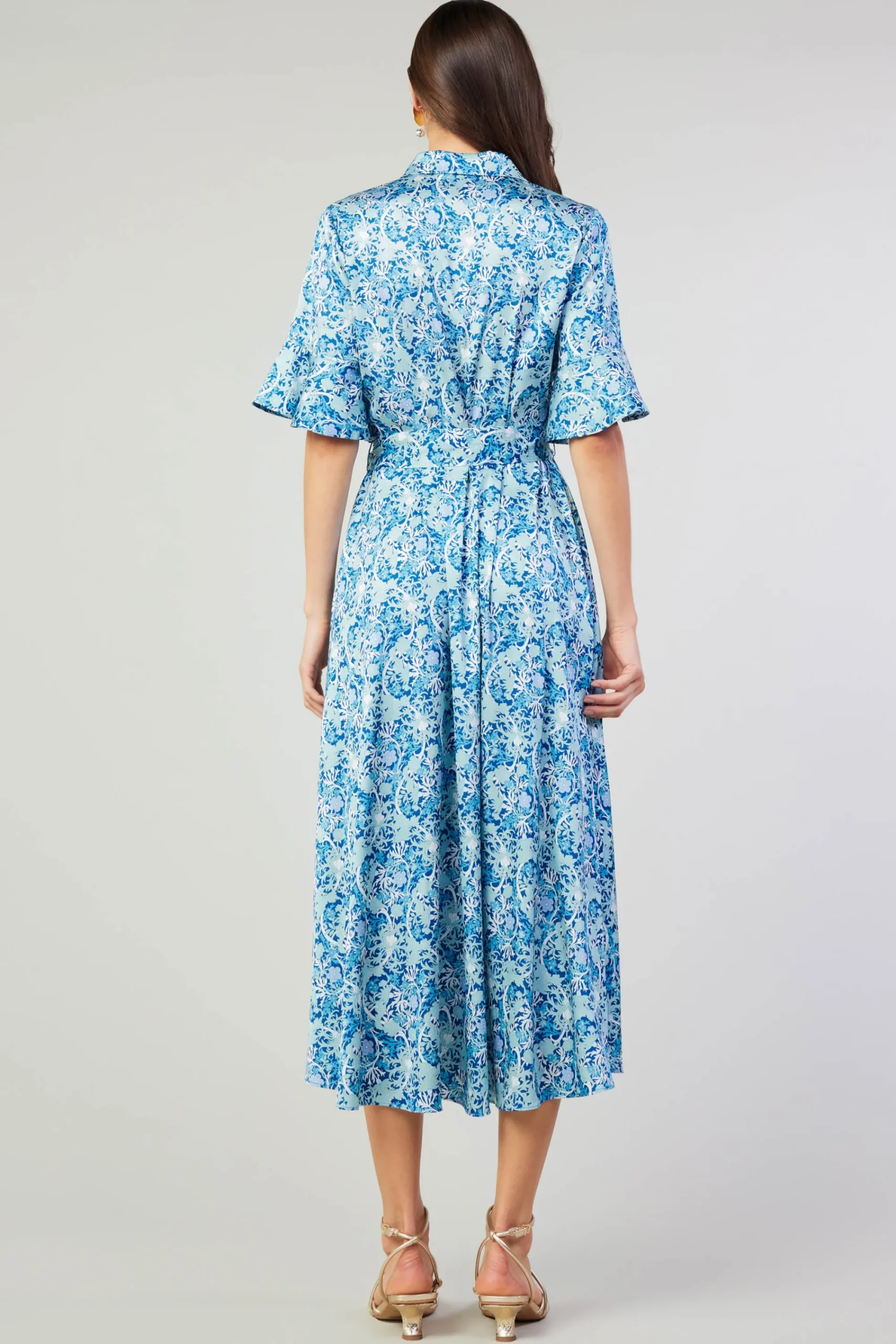 Current Air Midi Dresses-Floral Buttondown Shirt Dress BLUEMLT