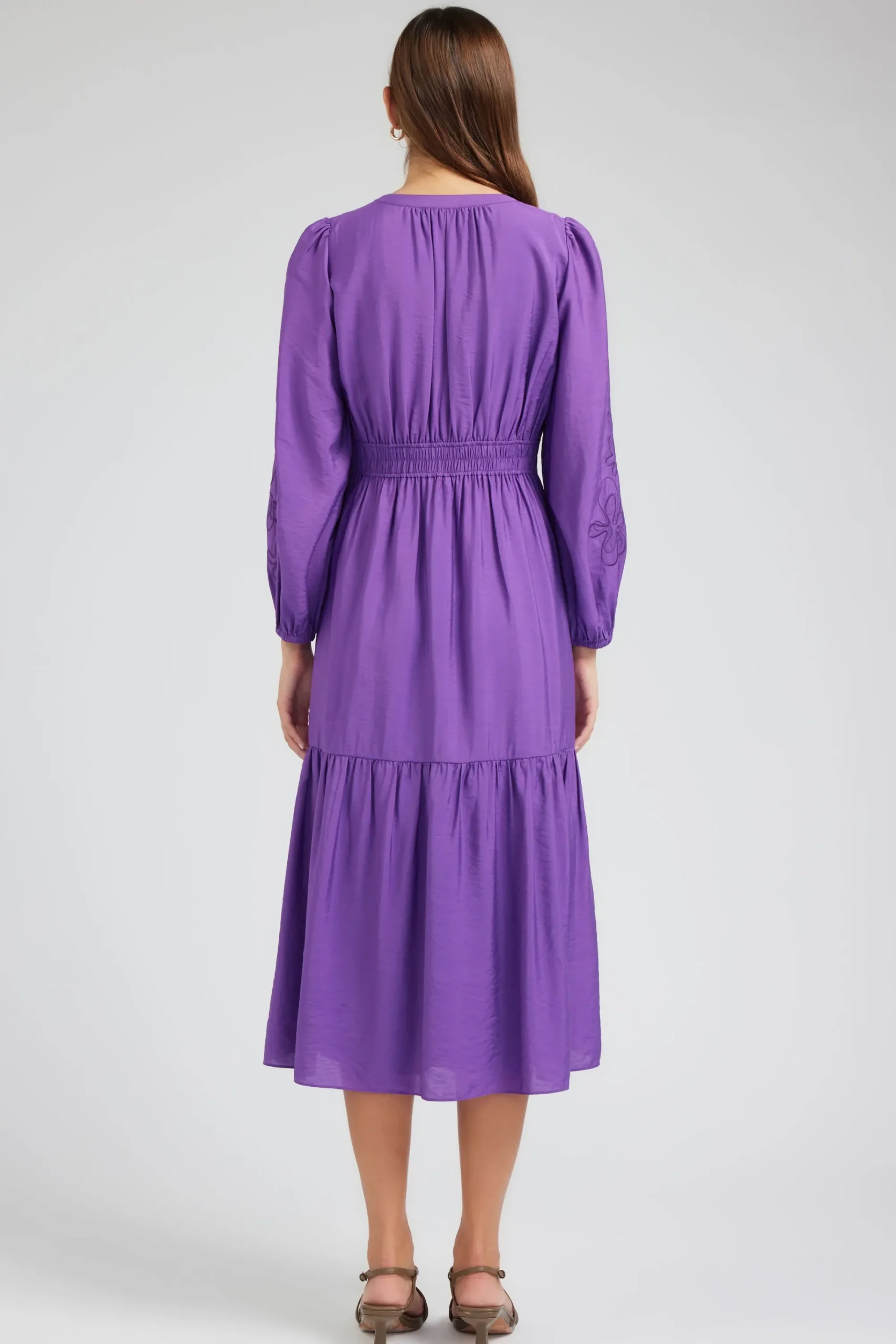 Current Air Midi Dresses-Floral Embroidered Maxi Dress PLUM