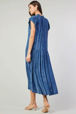 Current Air Maxi Dresses-Floral Jacquard Maxi Dress PARISIANBLUE