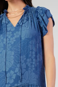 Current Air Maxi Dresses-Floral Jacquard Maxi Dress PARISIANBLUE