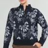 Current Air Knitwear | Sweaters-Floral Jacquard Sweater BLACKMLT