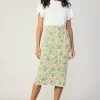 Current Air Knitwear-Floral Knit Midi Skirt GREENMLT