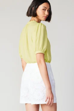 Current Air Shorts-Floral Lace Shorts WHITE
