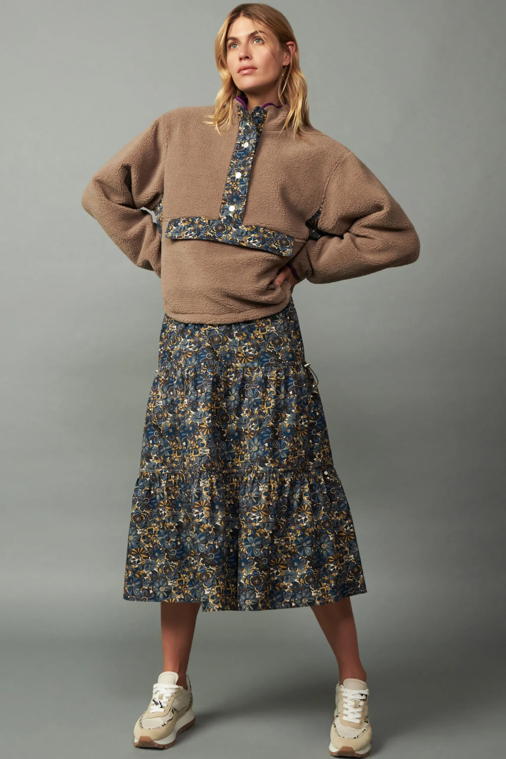 Current Air Skirts-Floral Midi Skirt MULTI