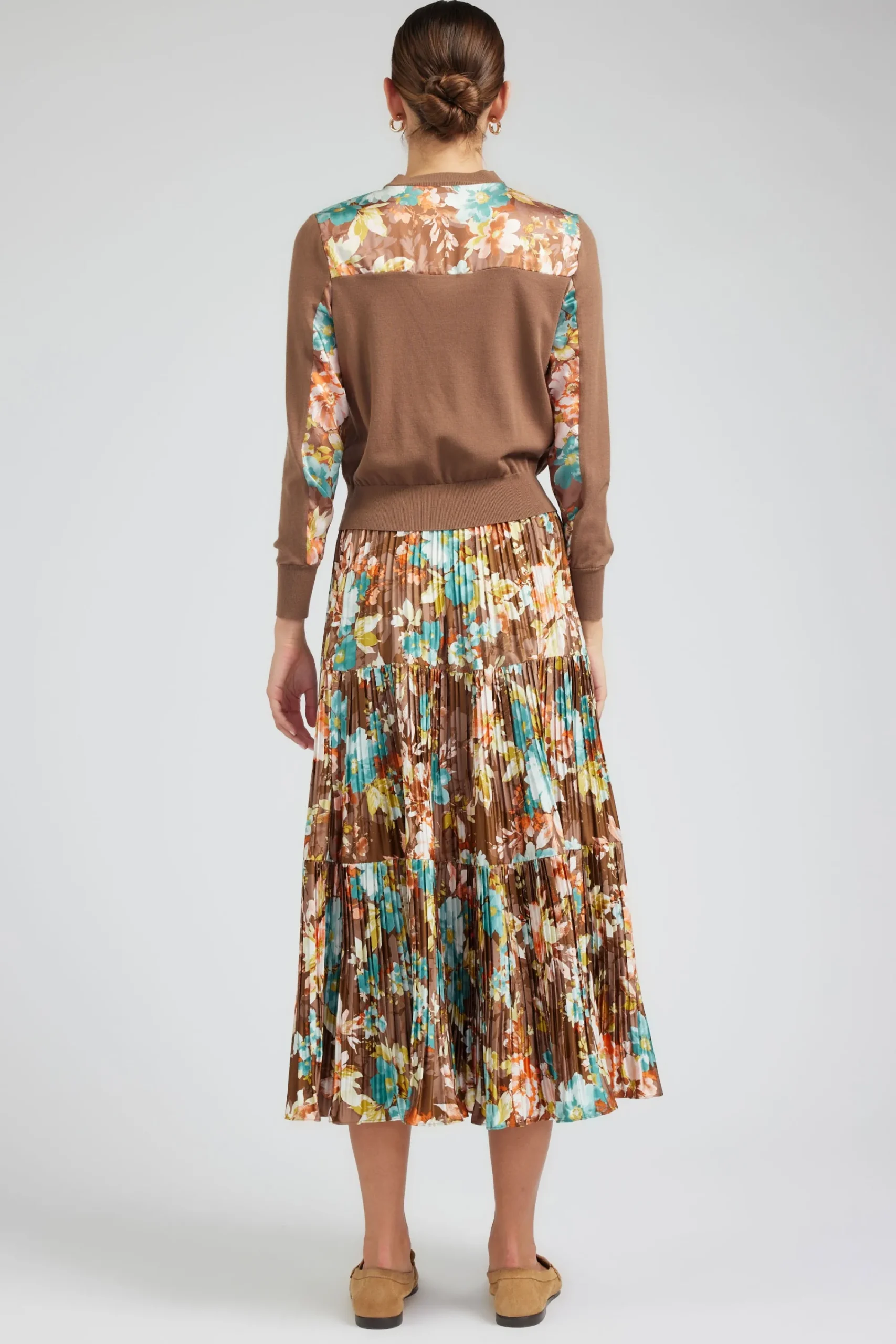 Current Air Cardigans-Floral Motif Cardigan BROWNMLT