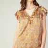 Current Air Sleeveless Tops | Short Sleeve Tops-Floral Nouveau Blouse ORANGEMLT