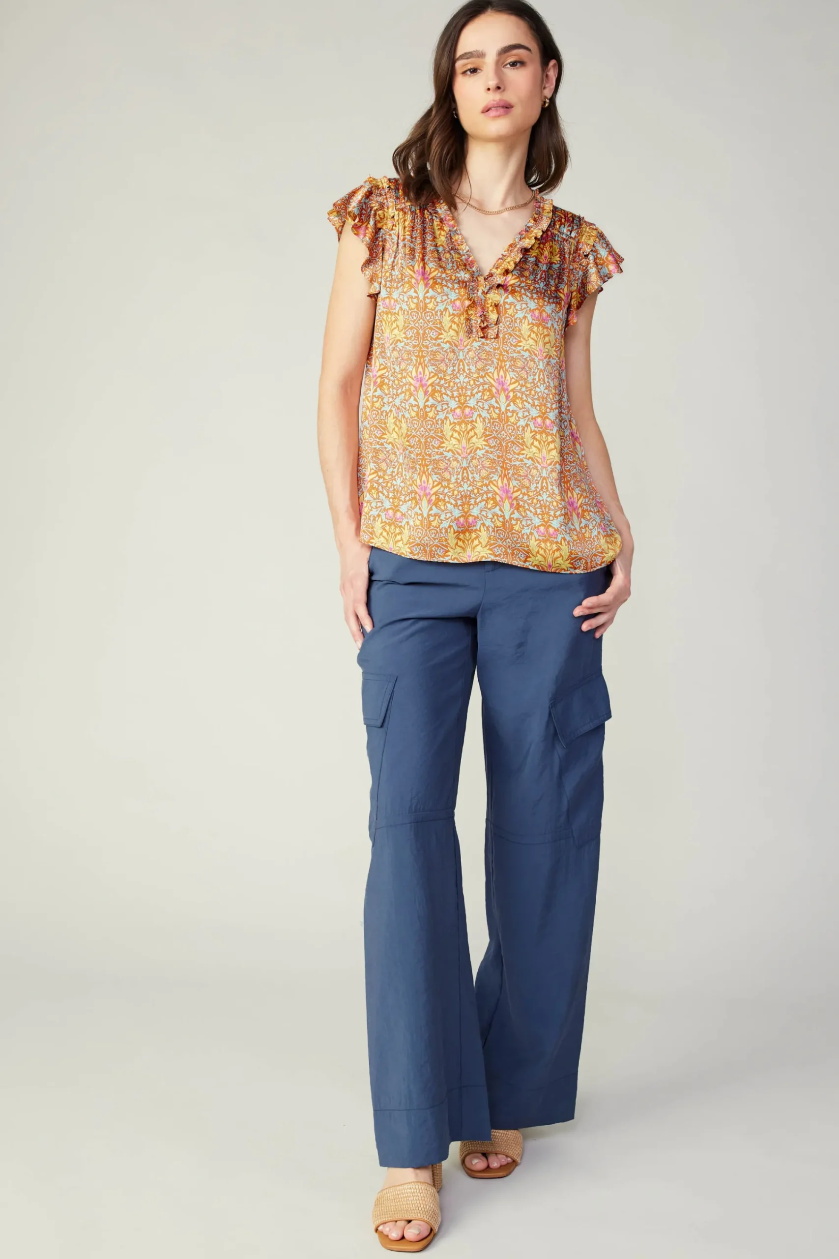 Current Air Sleeveless Tops | Short Sleeve Tops-Floral Nouveau Blouse ORANGEMLT