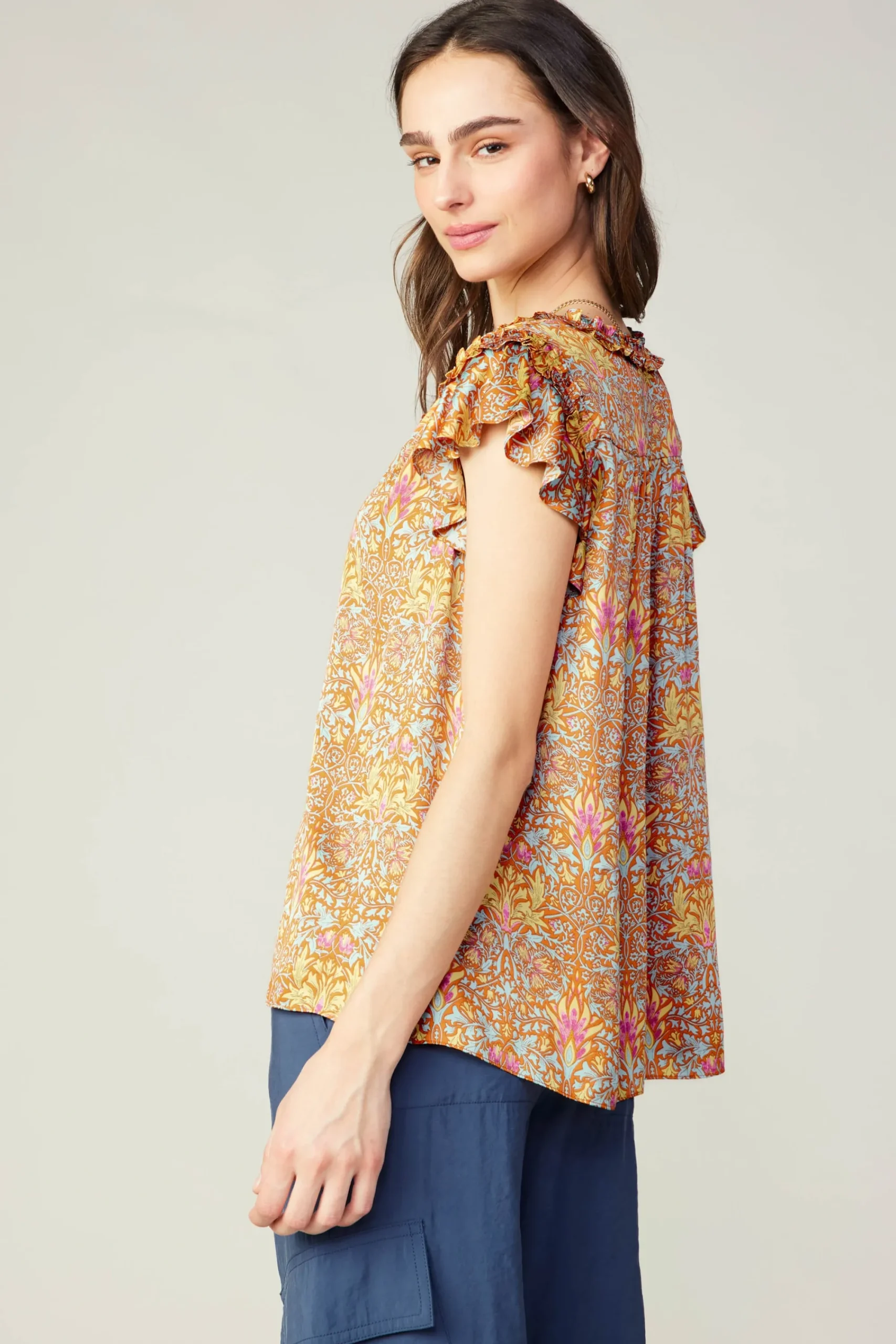 Current Air Sleeveless Tops | Short Sleeve Tops-Floral Nouveau Blouse ORANGEMLT
