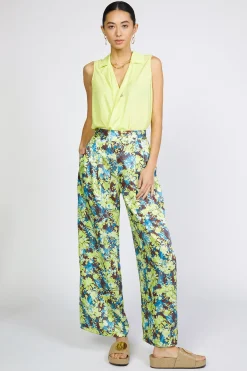 Current Air Pants-Floral Print Wide Pants LIMEFLORAL
