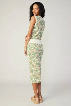 Current Air Knitwear | Sweaters-Floral Sweater Vest GREENMLT