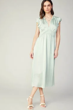 Current Air Midi Dresses-Florence Ruffled Midi Dress SILVERSAGE