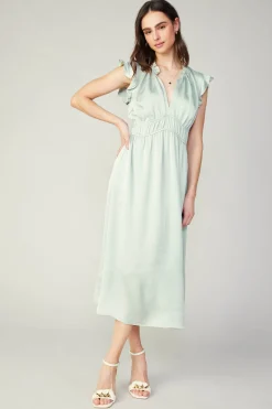 Current Air Midi Dresses-Florence Ruffled Midi Dress SILVERSAGE