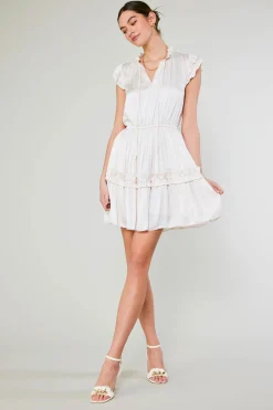 Current Air Mini Dresses-Flutter Sleeve Mini Dress PEARL