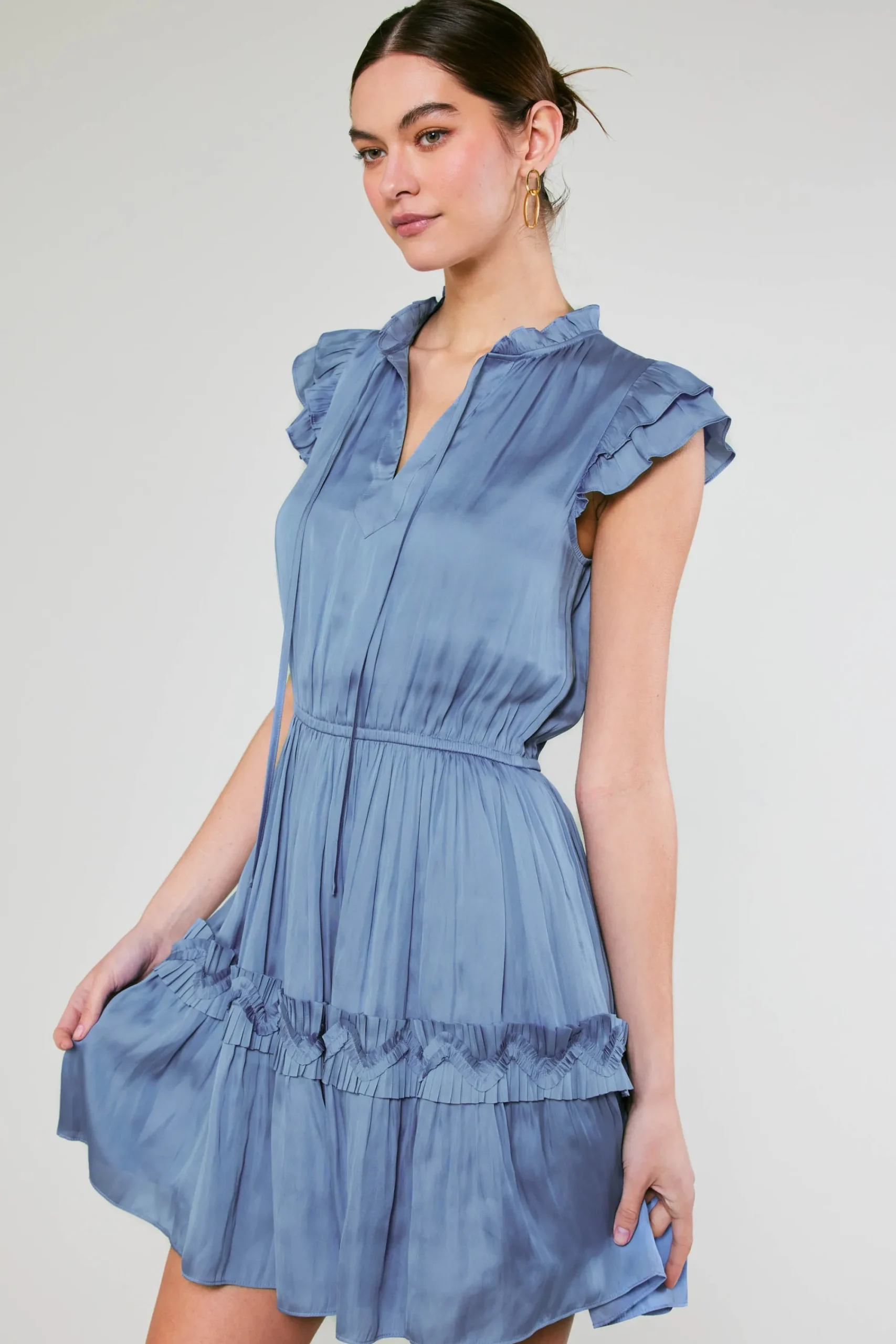 Current Air Mini Dresses-Flutter Sleeve Mini Dress DEEPPERIWINKLE