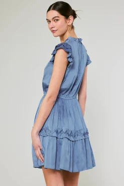 Current Air Mini Dresses-Flutter Sleeve Mini Dress DEEPPERIWINKLE