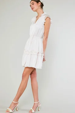 Current Air Mini Dresses-Flutter Sleeve Mini Dress PEARL