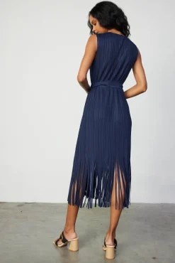 Current Air Midi Dresses-Fringe Skirt Midi Dress NAVY