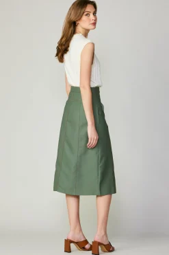 Current Air Skirts-Front Slit Midi Skirt SAGE