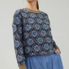 Current Air Knitwear | Long Sleeve Tops-Geo Floral Pullover Sweater BLUEMLT