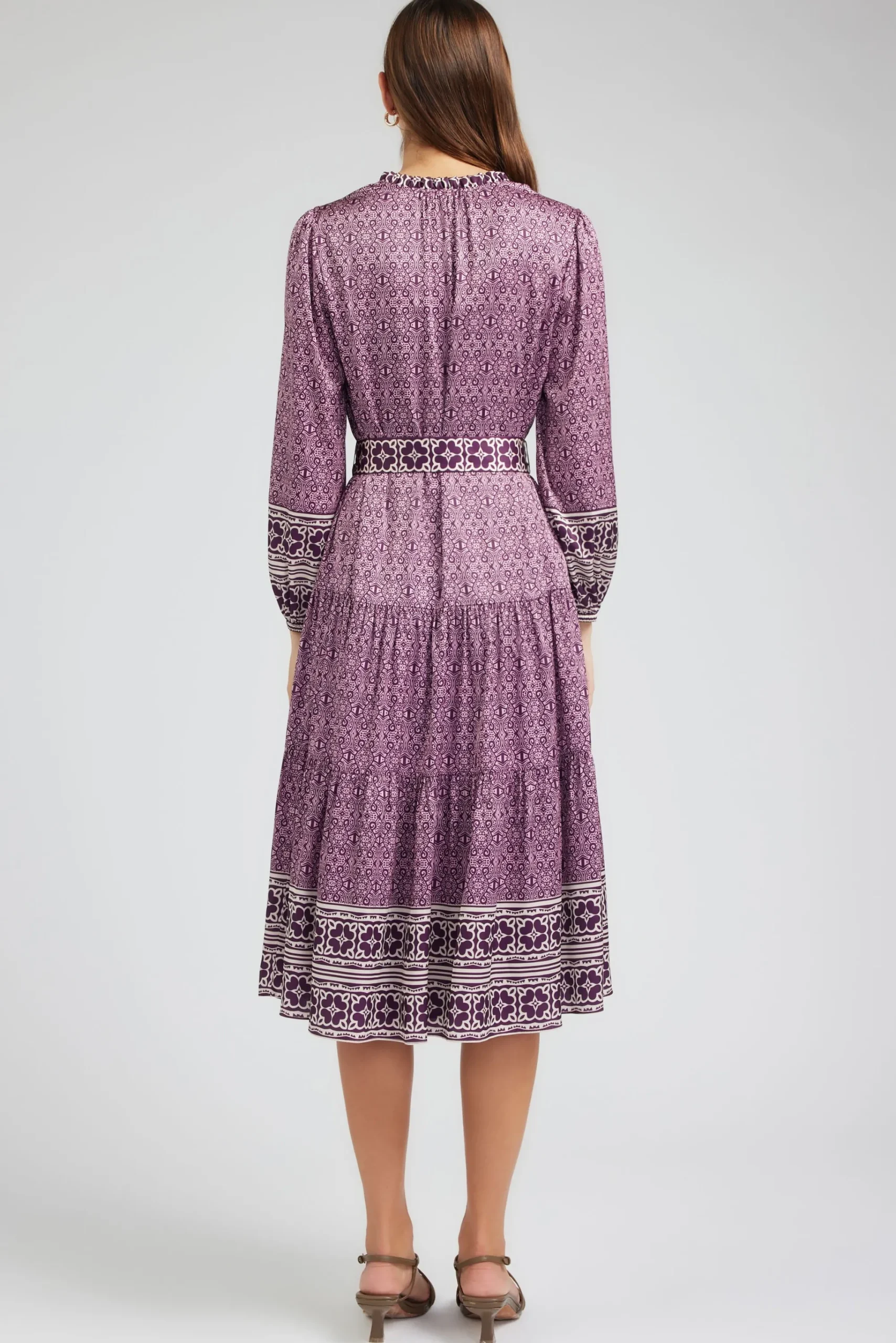 Current Air Maxi Dresses | Midi Dresses-Geo Printed Belted Midi Dress PURPLEMLT