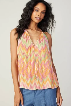 Current Air Sleeveless Tops-Gradient Chevron Tank ORANGEMLT
