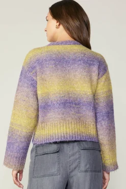 Current Air Sweaters-Gradient Sweater Top PURPLE-YELLOW