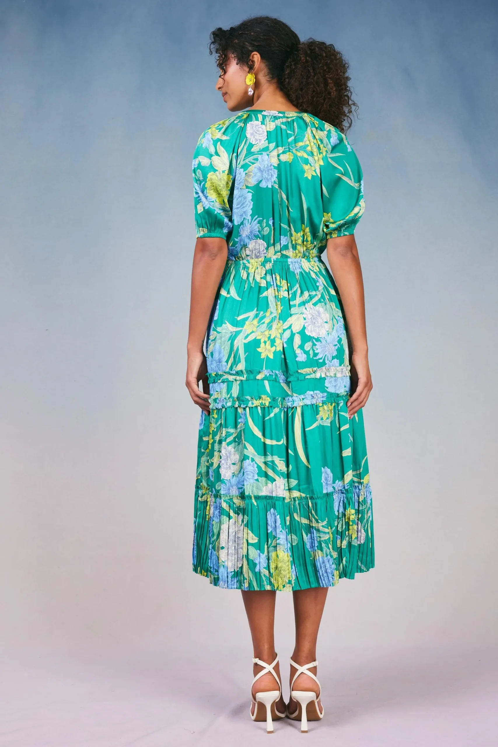 Current Air Midi Dresses-Hana Botanical Midi Dress GREENFLORAL