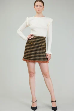 Current Air Skirts-Houndstooth Mini Skirt MLT