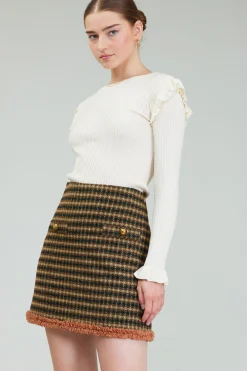 Current Air Skirts-Houndstooth Mini Skirt MLT