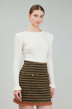 Current Air Skirts-Houndstooth Mini Skirt MLT