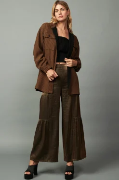 Current Air Coats & Jackets-Houndstooth Oversized Jacket TOFFEE